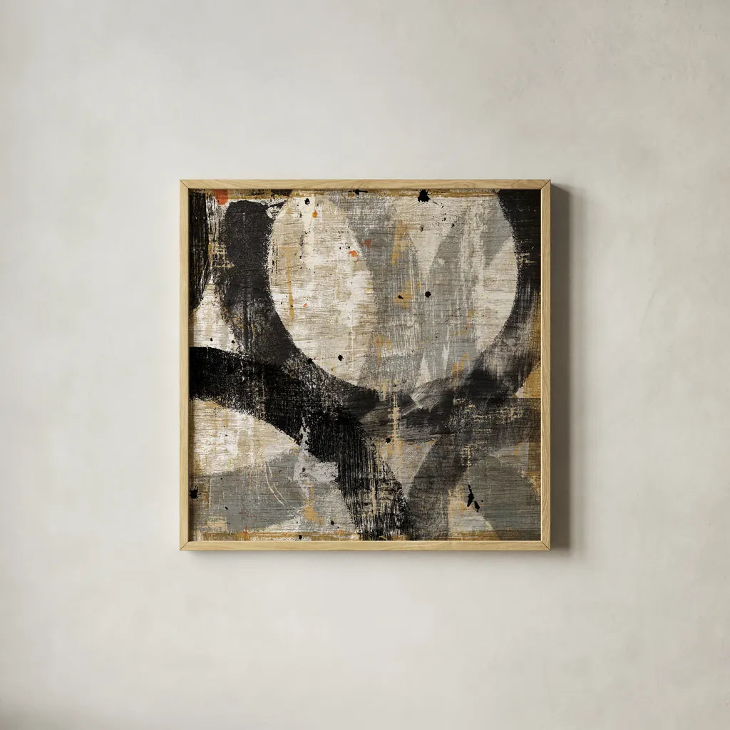 Industrial III by Michael Mullan. Shown in a natural wood glass frame for a timeless modern aesthetic. Available as an archival giclee rolled canvas, fine art paper, or poster print. SKU 22504a.