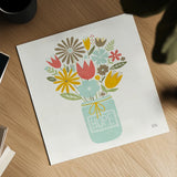 Jar of Sunshine III Coral Hope Sq by Michael Mullan. Shown as a detailed flat fine art print, highlighting archival giclee quality. Available as an archival giclee rolled canvas, fine art paper, or poster print. SKU 63973a.