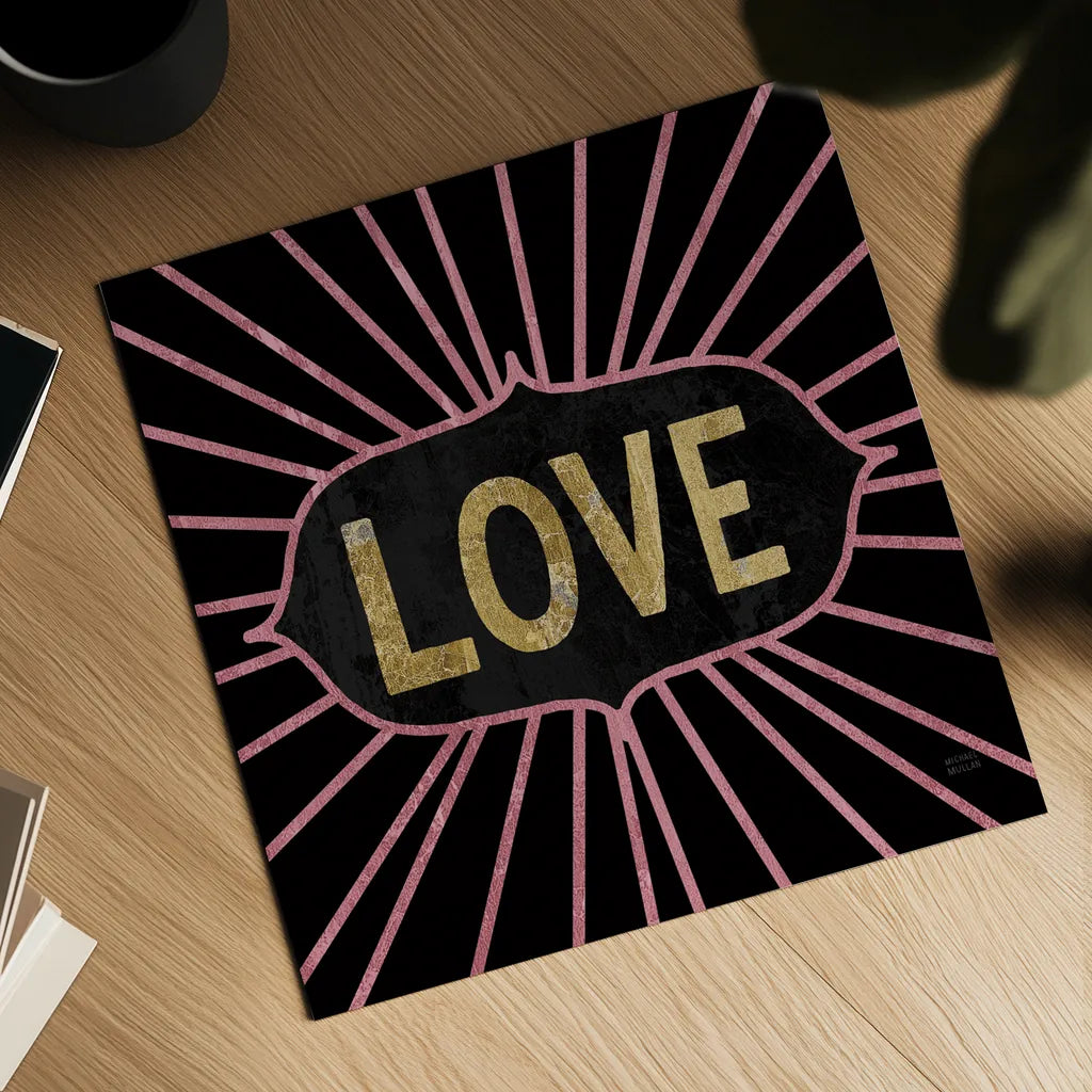 Jolly Holiday Love by Michael Mullan. Shown as a detailed flat fine art print, highlighting archival giclee quality. Available as an archival giclee rolled canvas, fine art paper, or poster print. SKU 67435a.