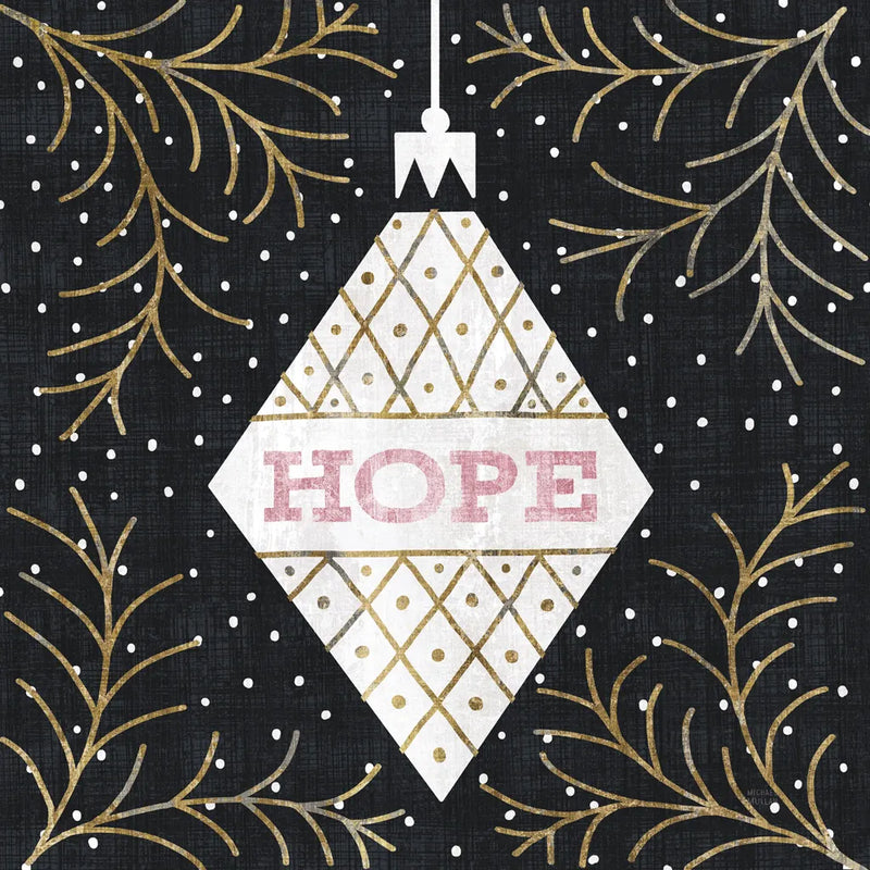 Jolly Holiday Ornaments Hope Metallic by Michael Mullan. SKU 50314a. Archival Giclee Fine art print for wall decor.
