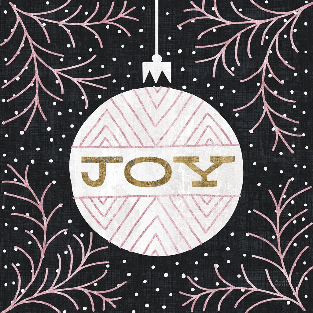 Jolly Holiday Ornaments Joy Metallic by Michael Mullan. SKU 50315a. Archival Giclee Fine art print for wall decor.
