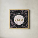 Jolly Holiday Ornaments Joy Metallic by Michael Mullan. Shown in a natural wood glass frame for a timeless modern aesthetic. Available as an archival giclee rolled canvas, fine art paper, or poster print. SKU 50315a.