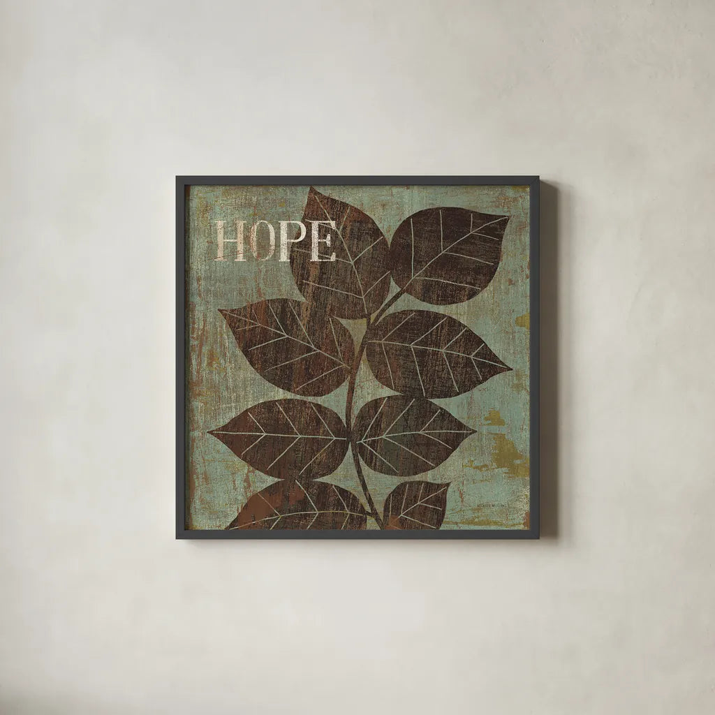 Leaf Inspiration III by Michael Mullan. Shown in a sleek black glass frame for a contemporary gallery look. Available as an archival giclee rolled canvas, fine art paper, or poster print. SKU 16728a.