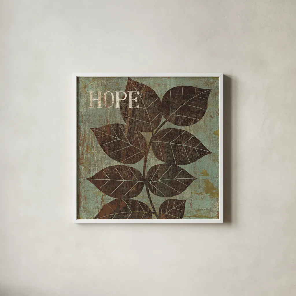 Leaf Inspiration III by Michael Mullan. Shown in a crisp white glass frame for a clean and minimalist style. Available as an archival giclee rolled canvas, fine art paper, or poster print. SKU 16728a.