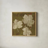Leaf Inspiration IV by Michael Mullan. Shown in a natural wood glass frame for a timeless modern aesthetic. Available as an archival giclee rolled canvas, fine art paper, or poster print. SKU 16729a.