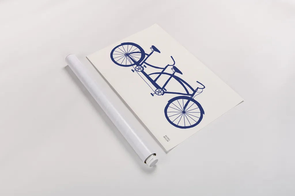 Lets Cruise Bicycle by Michael Mullan. shown as a rolled paper print. Available as archival giclee rolled canvas, fine art paper, or poster print. SKU 87838i.