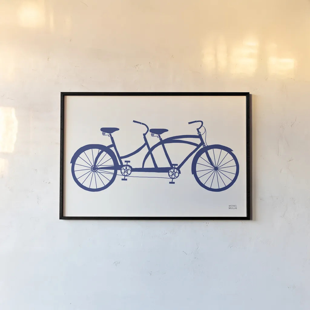 Lets Cruise Bicycle by Michael Mullan. shown as a paper print in a black flame. Available as a archival giclee rolled canvas, fine art paper, or poster print. SKU 87838i.