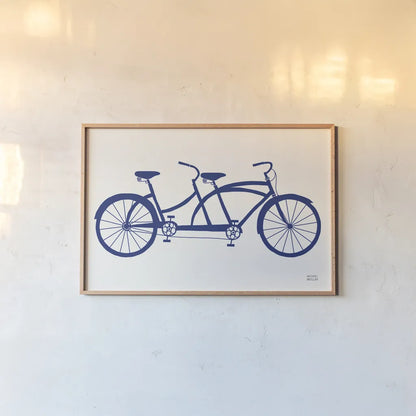 Lets Cruise Bicycle by Michael Mullan. shown as a paper print in a natural frame. Available as a archival giclee rolled canvas, fine art paper, or poster print. SKU 87838i.