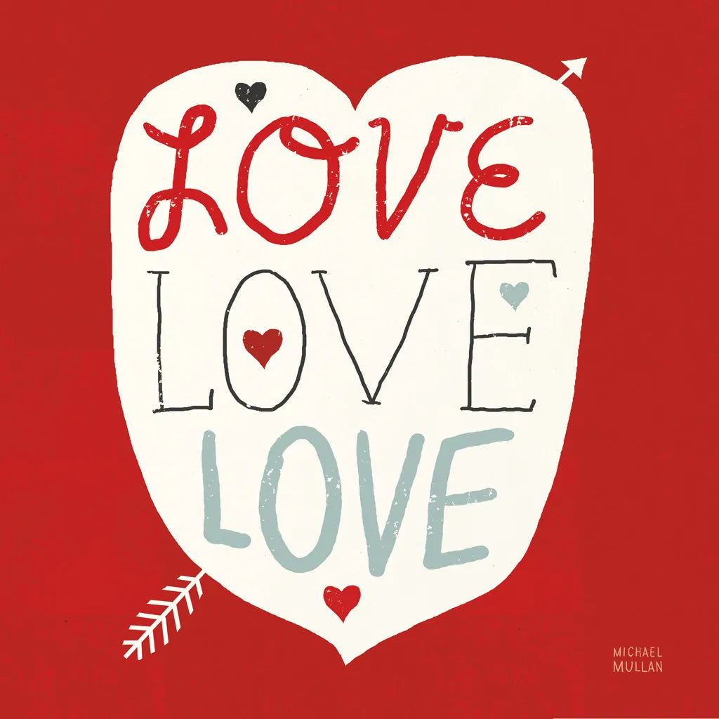 Love Love Love Square by Michael Mullan. SKU 11821a. Archival Giclee Fine art print for wall decor.