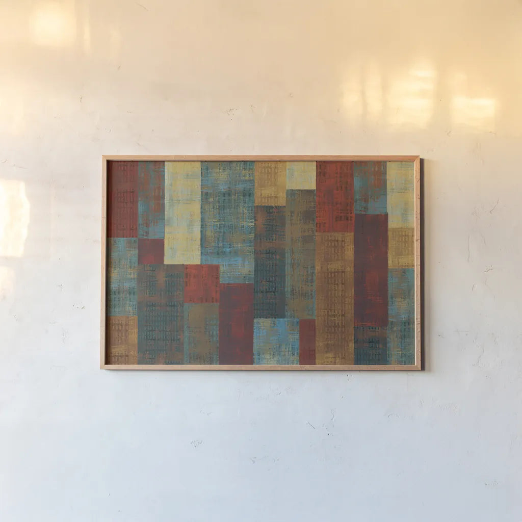 Majestic City Abstract by Michael Mullan. shown as a paper print in a natural frame. Available as a archival giclee rolled canvas, fine art paper, or poster print. SKU 50442i.