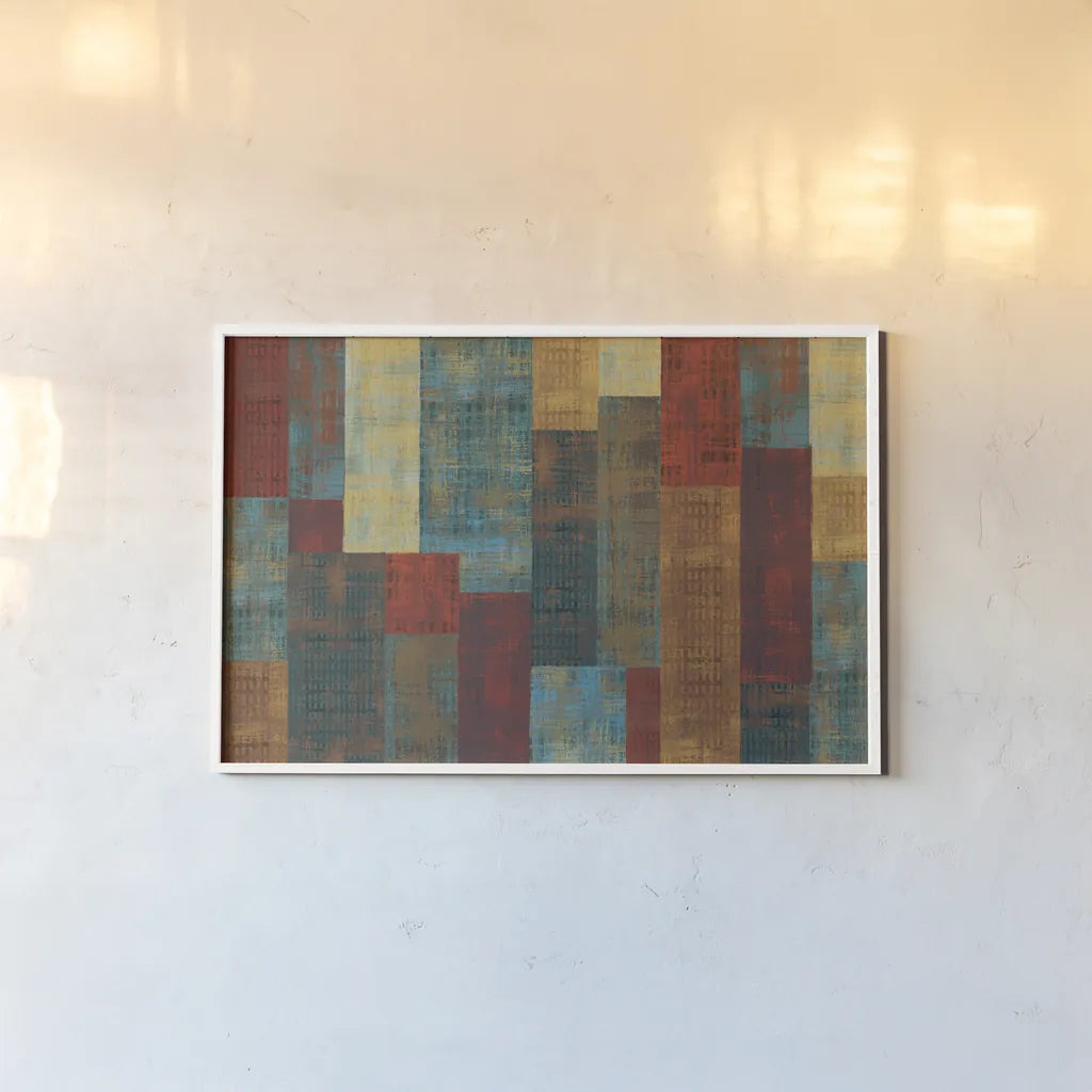 Majestic City Abstract by Michael Mullan. shown as a paper print in a white frame. Available as a archival giclee rolled canvas, fine art paper, or poster print. SKU 50442i.