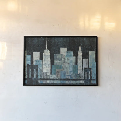 Majestic City Night by Michael Mullan. shown as a paper print in a black flame. Available as a archival giclee rolled canvas, fine art paper, or poster print. SKU 50437i.