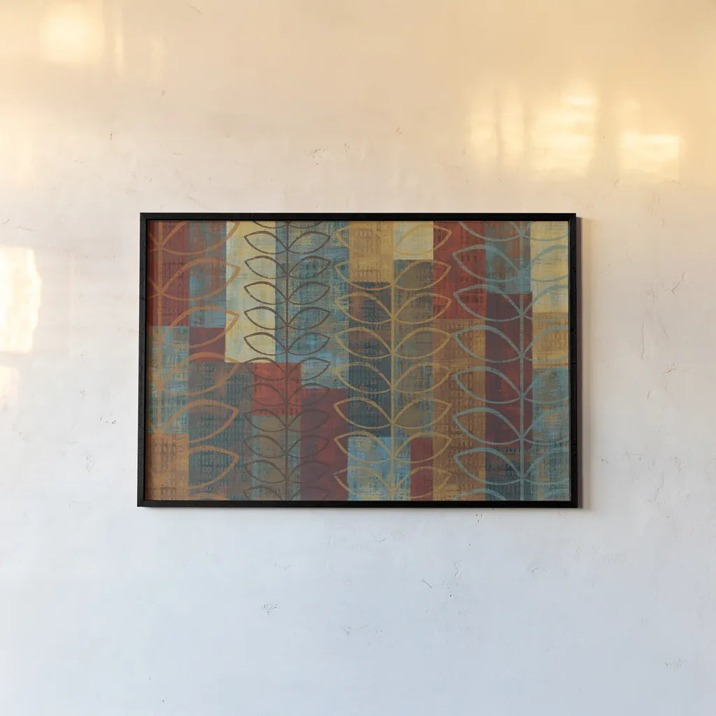 Majestic Leaves by Michael Mullan. shown as a paper print in a black flame. Available as a archival giclee rolled canvas, fine art paper, or poster print. SKU 50444i.