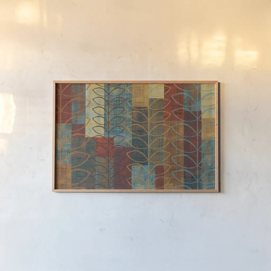 Majestic Leaves by Michael Mullan. shown as a paper print in a natural frame. Available as a archival giclee rolled canvas, fine art paper, or poster print. SKU 50444i.