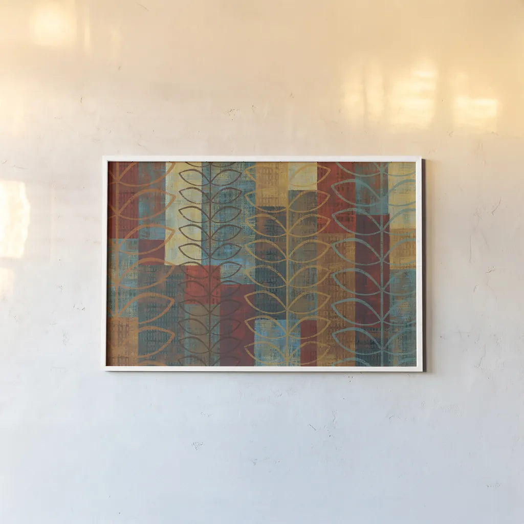 Majestic Leaves by Michael Mullan. shown as a paper print in a white frame. Available as a archival giclee rolled canvas, fine art paper, or poster print. SKU 50444i.