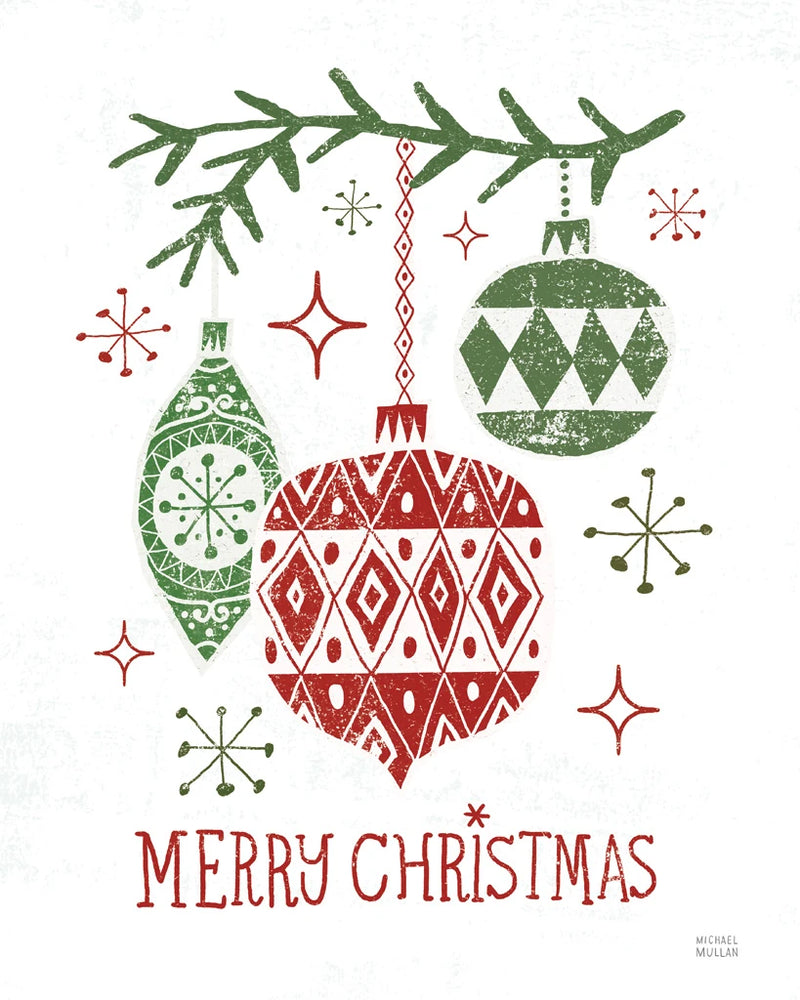 Merry Christmastime Ornament White Crop by Michael Mullan