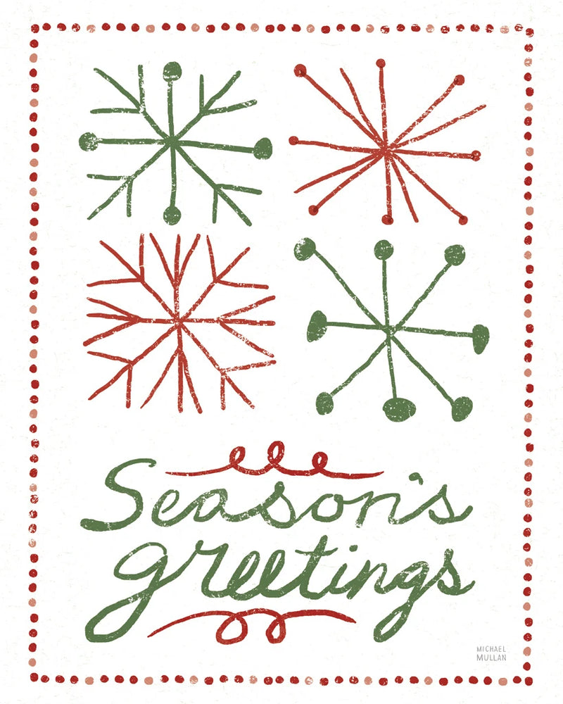 Merry Christmastime Snow Flake White Crop by Michael Mullan