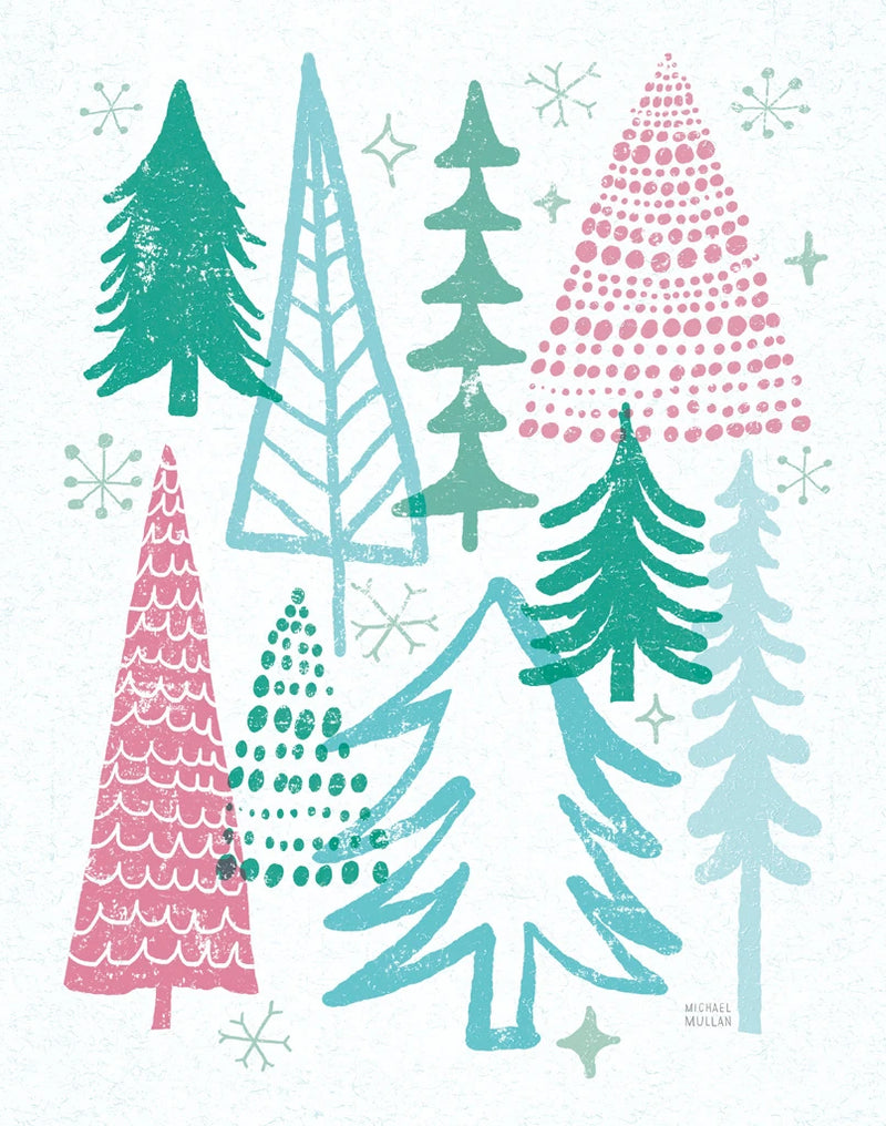Merry Christmastime Trees Vintage by Michael Mullan