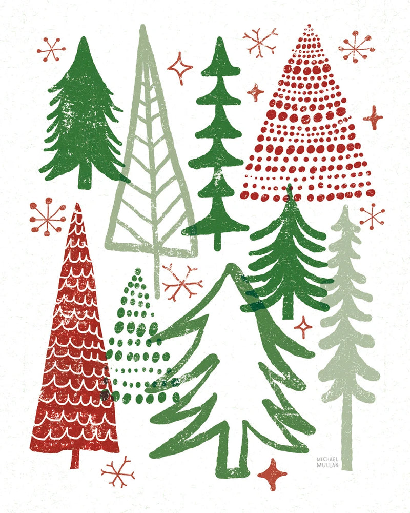 Merry Christmastime Trees White by Michael Mullan