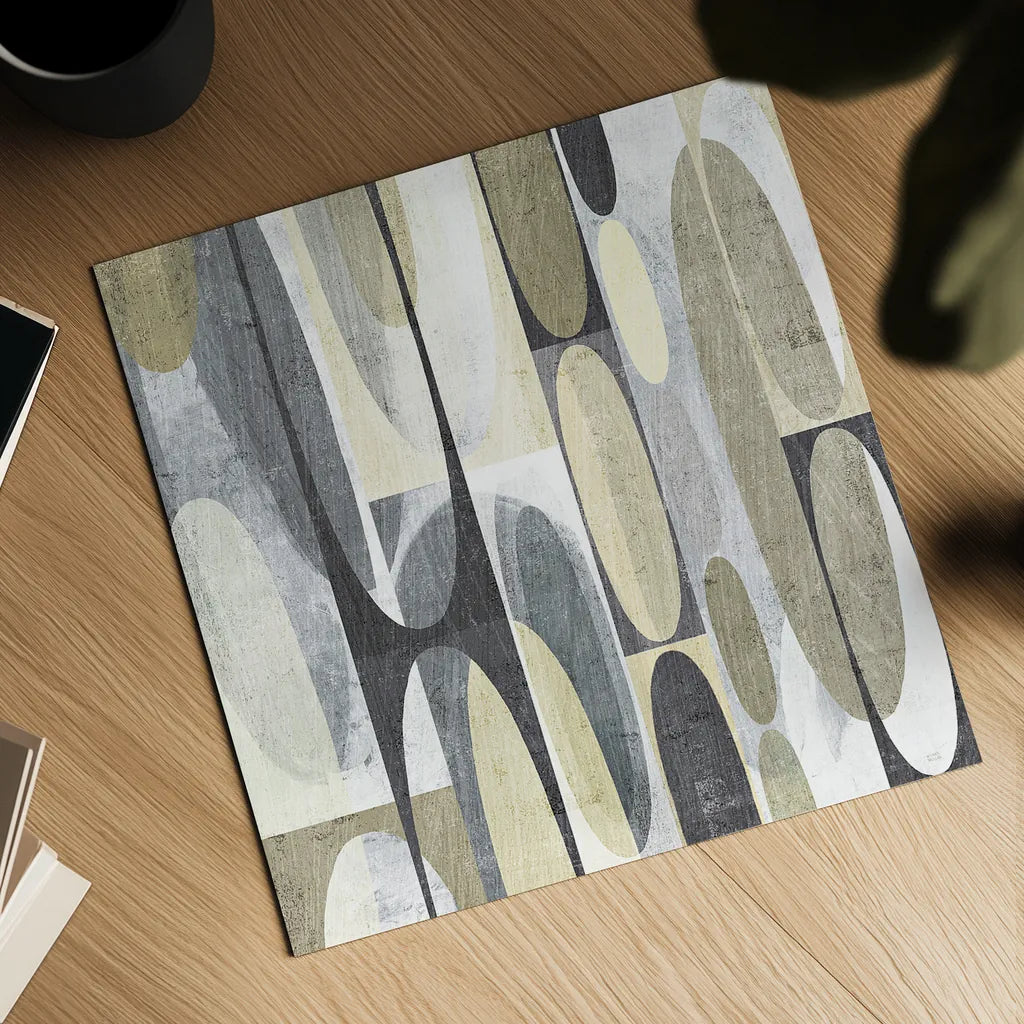 Mod Pods Achroma by Michael Mullan. Shown as a detailed flat fine art print, highlighting archival giclee quality. Available as an archival giclee rolled canvas, fine art paper, or poster print. SKU 30005a.