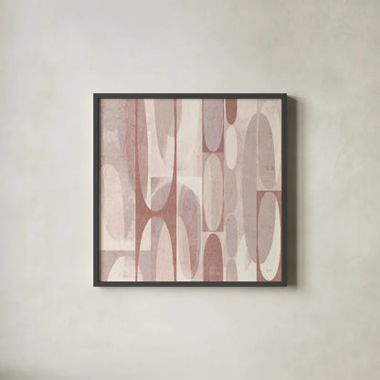 Mod Pods Blush by Michael Mullan. Shown in a sleek black glass frame for a contemporary gallery look. Available as an archival giclee rolled canvas, fine art paper, or poster print. SKU 42736a.