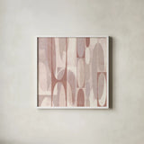 Mod Pods Blush by Michael Mullan. Shown in a crisp white glass frame for a clean and minimalist style. Available as an archival giclee rolled canvas, fine art paper, or poster print. SKU 42736a.