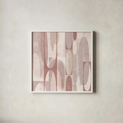 Mod Pods Blush by Michael Mullan. Shown in a crisp white glass frame for a clean and minimalist style. Available as an archival giclee rolled canvas, fine art paper, or poster print. SKU 42736a.