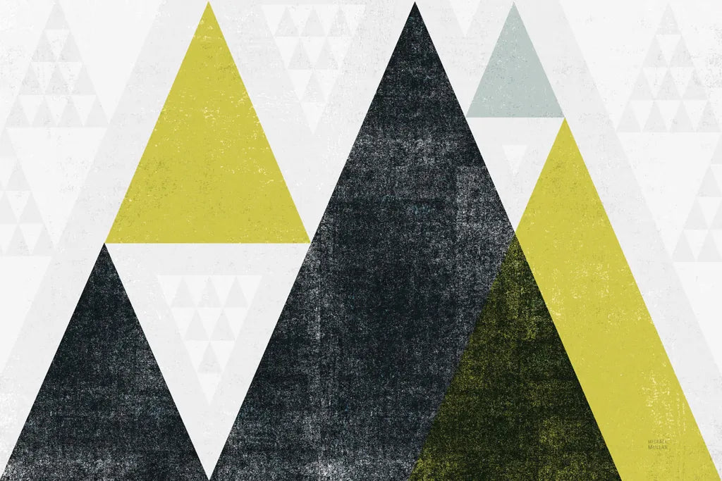 Mod Triangles I Yellow Black by Michael Mullan. SKU 64127i. Archival Giclee Fine art print for wall decor.