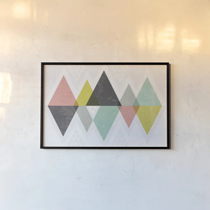 Mod Triangles II by Michael Mullan. shown as a paper print in a black flame. Available as a archival giclee rolled canvas, fine art paper, or poster print. SKU 22318i.