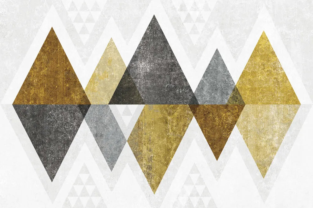 Mod Triangles II Gold by Michael Mullan. SKU 22302i. Archival Giclee Fine art print for wall decor.