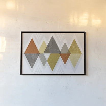 Mod Triangles II Retro by Michael Mullan. shown as a paper print in a black flame. Available as a archival giclee rolled canvas, fine art paper, or poster print. SKU 22310i.