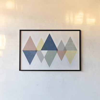 Mod Triangles II Soft by Michael Mullan. shown as a paper print in a black flame. Available as a archival giclee rolled canvas, fine art paper, or poster print. SKU 33788i.