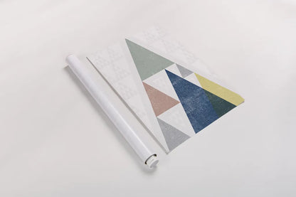 Mod Triangles III Soft by Michael Mullan. shown as a rolled paper print. Available as archival giclee rolled canvas, fine art paper, or poster print. SKU 33794h.