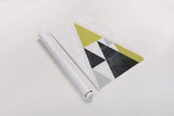 Mod Triangles III Yellow Black by Michael Mullan. shown as a rolled paper print. Available as archival giclee rolled canvas, fine art paper, or poster print. SKU 64128h.