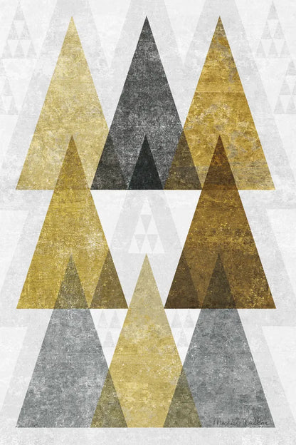Mod Triangles IV Gold by Michael Mullan. SKU 22304h. Archival Giclee Fine art print for wall decor.