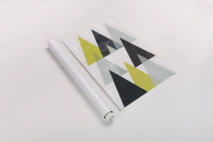 Mod Triangles IV Yellow Black by Michael Mullan. shown as a rolled paper print. Available as archival giclee rolled canvas, fine art paper, or poster print. SKU 64129h.