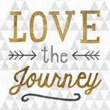 Mod Triangles Love the Journey Gold by Michael Mullan. SKU 22300a. Archival Giclee Fine art print for wall decor.