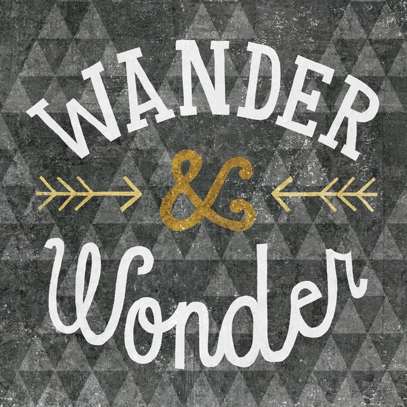 Mod Triangles Wander and Wonder Gold by Michael Mullan. SKU 22299a. Archival Giclee Fine art print for wall decor.