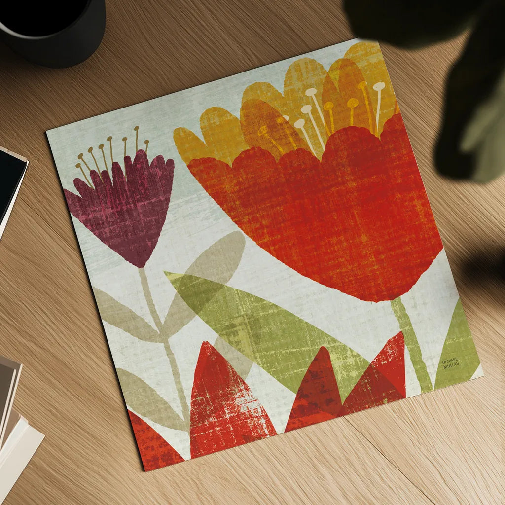 Modern Garden Panel II Crop by Michael Mullan. Shown as a detailed flat fine art print, highlighting archival giclee quality. Available as an archival giclee rolled canvas, fine art paper, or poster print. SKU 13585a.