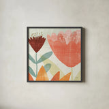 Modern Garden Panel II Crop Warm by Michael Mullan. Shown in a sleek black glass frame for a contemporary gallery look. Available as an archival giclee rolled canvas, fine art paper, or poster print. SKU 61995a.