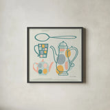 Modern Kitchen Sq IV Pastel by Michael Mullan. Shown in a sleek black glass frame for a contemporary gallery look. Available as an archival giclee rolled canvas, fine art paper, or poster print. SKU 56988a.