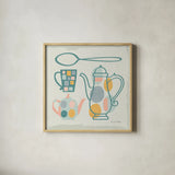 Modern Kitchen Sq IV Pastel by Michael Mullan. Shown in a natural wood glass frame for a timeless modern aesthetic. Available as an archival giclee rolled canvas, fine art paper, or poster print. SKU 56988a.