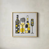 Modern Kitchen Square I Yellow by Michael Mullan. Shown in a natural wood glass frame for a timeless modern aesthetic. Available as an archival giclee rolled canvas, fine art paper, or poster print. SKU 74902a.
