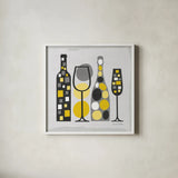 Modern Kitchen Square I Yellow by Michael Mullan. Shown in a crisp white glass frame for a clean and minimalist style. Available as an archival giclee rolled canvas, fine art paper, or poster print. SKU 74902a.