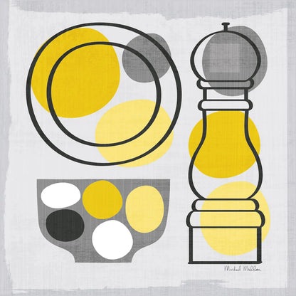 Modern Kitchen Square II Yellow by Michael Mullan. SKU 74903a. Archival Giclee Fine art print for wall decor.