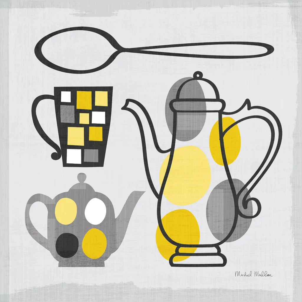 Modern Kitchen Square IV Yellow by Michael Mullan. SKU 74905a. Archival Giclee Fine art print for wall decor.