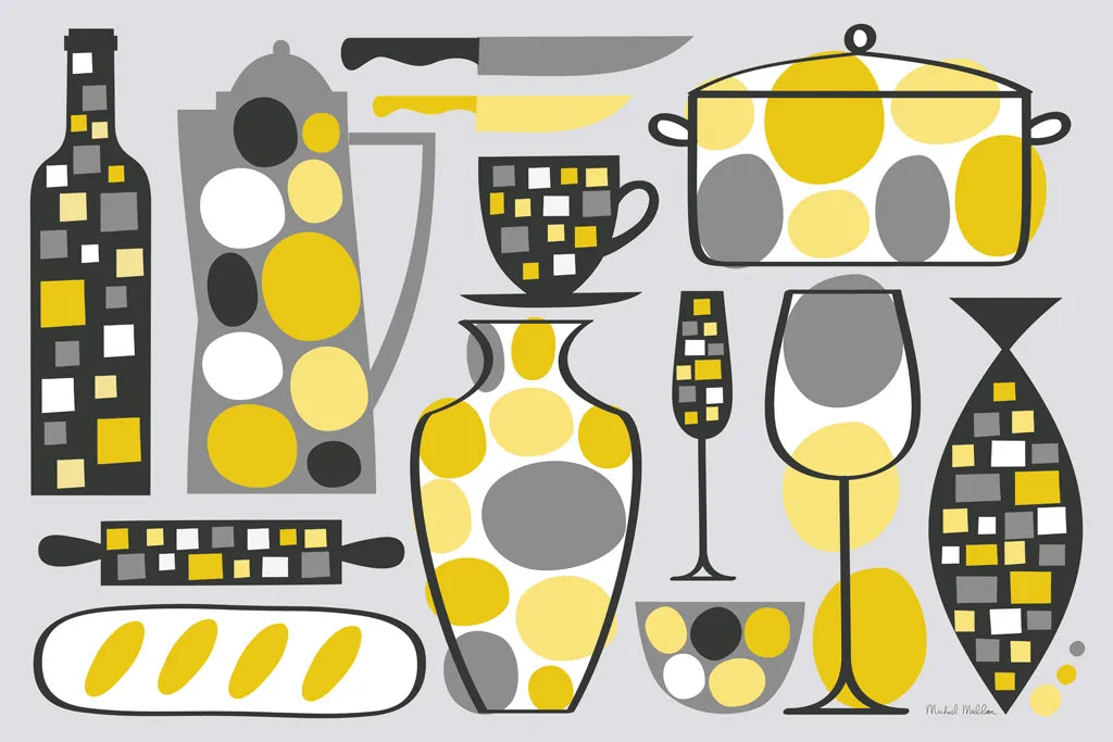 Modern Kitchen V Yellow by Michael Mullan. SKU 74906i. Archival Giclee Fine art print for wall decor.