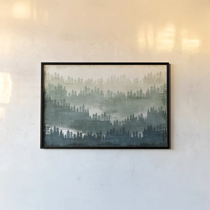 Mountainscape by Michael Mullan. shown as a paper print in a black flame. Available as a archival giclee rolled canvas, fine art paper, or poster print. SKU 22465i.