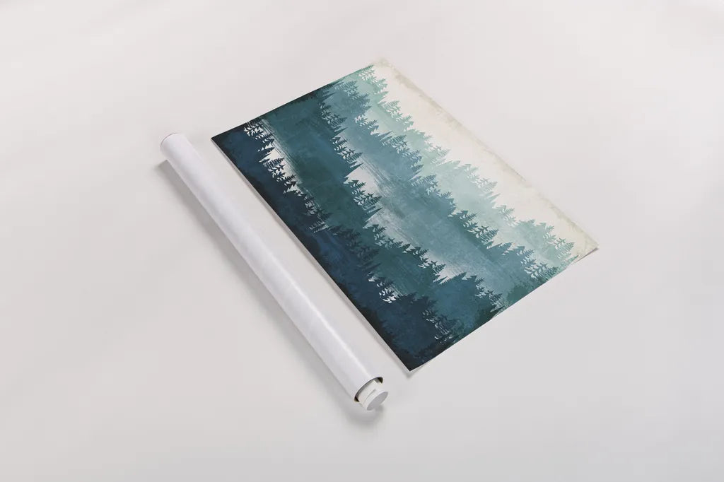 Mountainscape Blue by Michael Mullan. shown as a rolled paper print. Available as archival giclee rolled canvas, fine art paper, or poster print. SKU 22466i.