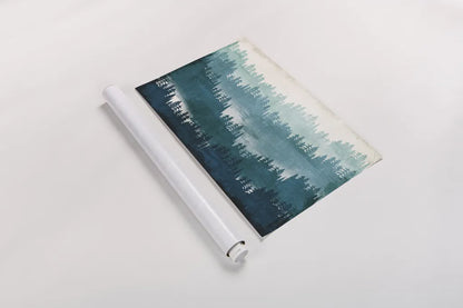 Mountainscape Blue by Michael Mullan. shown as a rolled paper print. Available as archival giclee rolled canvas, fine art paper, or poster print. SKU 22466i.